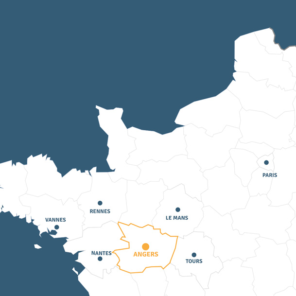 Les secteurs d'Angers couverts par nos équipes dédiées à l'immobilier professionnel